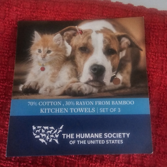 3pc The Humane Society Paws Hearts Dog/Cat Kitchen Towels Valentine's Da… - Picture 5 of 5